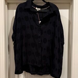 Black Textured Button-Up Shirt
